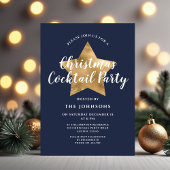 ネイビーブルー ゴールドスター クリスマスコックテールパーティー 招待状
