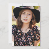 ネイビーブルー/ゴールドストライプ/フラワーパターン/あなたのお写真/卒業 招待状 (裏面)