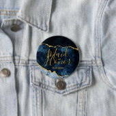 ネイビーブルー&ゴールドフォイルアガテマーブルメイド・オブ・オーナー（花嫁付き添い人） 缶バッジ (インサイチュ)