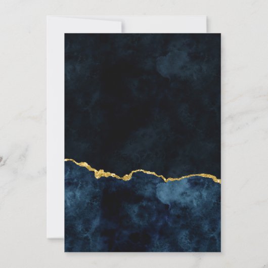 ネイビーブルー&ゴールドフォイルアゲイテベビーシャワー招待状 招待状 (裏面)