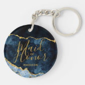 ネイビーブルー&ゴールドフォイルアゲートリースメイド・オブ・オーナー（花嫁付き添い人） キーホルダー (裏面)