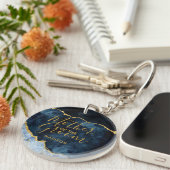 ネイビーブルー&ゴールドフォイルアゲート新郎の母 キーホルダー (正面右)