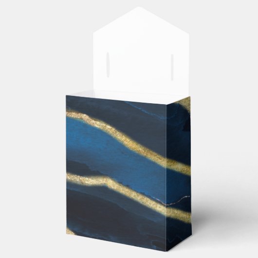 ネイビーブルー&ゴールドフォイルアゲート結婚式の引き出物ボックス フェイバーボックス (オープン)