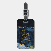 ネイビーブルー&ゴールドフォイルアゲート花嫁の母 ラゲッジタグ (正面縦)