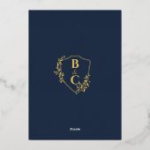 ネイビーブルー&ゴールドフォイルマーブル結婚式招待状 箔シーズンカード (裏面)