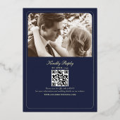 ネイビーブルー&ゴールドフォイル結婚式招待状 箔招待状 (裏面)