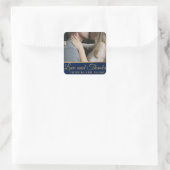 ネイビーブルー&ゴールドフォイル |写真カスタムありがとう スクエアシール (バッグ)