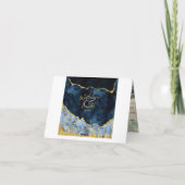 ネイビーブルー&ゴールドフォイルAgate大理石ありがとう写真 サンキューカード (裏面)