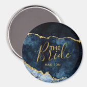 ネイビーブルー&ゴールドフォイルAgate Marble the Bride マグネット (正面/裏面)