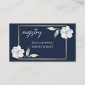 ネイビーブルー ゴールドフレーム ブライダルシャワー レジストリーカード エンクロージャーカード (正面)