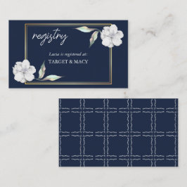 ネイビーブルー ゴールドフレーム ブライダルシャワー レジストリーカード エンクロージャーカード