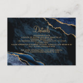 ネイビーブルー ゴールド アゲート マーブル 結婚式 詳細 エンクロージャーカード (正面)