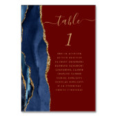 ネイビーブルー ゴールド アゲート ワインレッド 結婚式 テーブルナンバー (裏面)