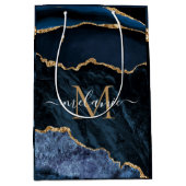 ネイビーブルー ゴールド ギフトバッグ あなたのデザインをパーソナライズ (正面)