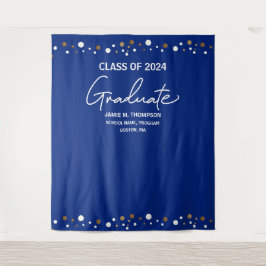ネイビーブルー ゴールド クラスオブ2024 背景 卒業式 タペストリー