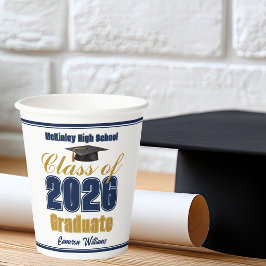 ネイビーブルー ゴールド クラスオブ2026 卒業パーティー 紙コップ
