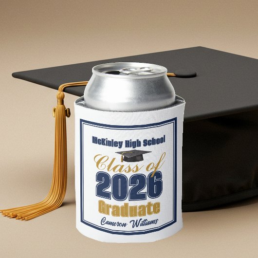 ネイビーブルー ゴールド クラスオブ2026 卒業パーティー 缶クーラー