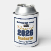 ネイビーブルー ゴールド クラスオブ2026 卒業パーティー 缶クーラー (缶正面)