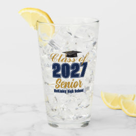 ネイビーブルー ゴールド クラスオブ2027 シニアカスタムデザイン タンブラーグラス