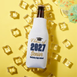 ネイビーブルー ゴールド クラスオブ2027 シニアカスタムデザイン ボトルクーラー