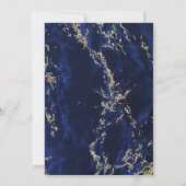 ネイビーブルー ゴールド グリッター マーブル 結婚式 招待状 (裏面)