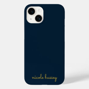 ネイビーブルー ゴールド スクリプト   スタイリッシュ モノグラム モダン Case-Mate iPhone 14ケース
