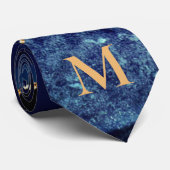 ネイビーブルー ゴールド ネクタイ 名前 イニシャル 名入れ (ロール)