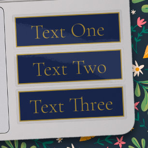 ネイビーブルー＆ゴールド ネーム クリア トランスペアレント シール