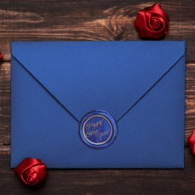 ネイビーブルー＆ゴールド ハッピー ニュー イヤー ワックス シール ステッカー