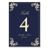 ネイビーブルー ゴールド バロックスタイルの結婚式 テーブルナンバー (裏面)