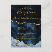 ネイビーブルー ゴールド フォイル アゲート マーブル 結婚式 披露宴 エンクロージャーカード (正面)