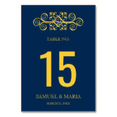 ネイビーブルー ゴールド フラワーリング ウェディング テーブル ナンバー テーブルナンバー (裏面)