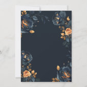 ネイビーブルー ゴールド フラワー ダスティーブルー セーブ・ザ・デート (裏面)