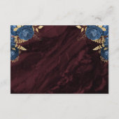 ネイビーブルー ゴールド フローラル バーガンディー 結婚式 詳細 エンクロージャーカード (裏面)