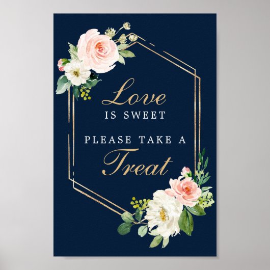 ネイビーブルー ゴールド ブラッシュ ラブ イズ スウィート フェイバーズ サイン (正面)