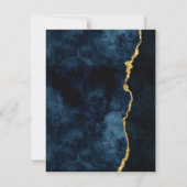 ネイビーブルー ゴールド ホイル アゲート マーブル 結婚式スケジュール 招待状 (裏面)