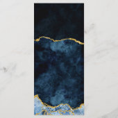 ネイビーブルー ゴールド ホイル アゲート マーブル 結婚式 メニュー (裏面)