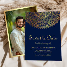 ネイビーブルー ゴールド マンダラ インドの結婚式 写真