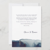 ネイビーブルー ゴールド モダン フォト エロープメント アナウンスメント 招待状 (裏面)