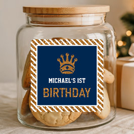 ネイビーブルー ゴールド ロイヤルプリンス クラウン 1歳の誕生日 スクエアシール