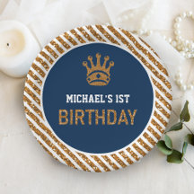 ネイビーブルー ゴールド ロイヤルプリンス クラウン １歳の誕生日