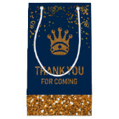 ネイビーブルー ゴールド ロイヤル プリンス クラウン サンクス スモールペーパーバッグ (正面)