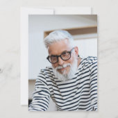 ネイビーブルー ゴールド 写真 80歳の誕生日お祝い 招待状 (裏面)
