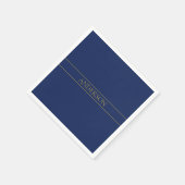 ネイビーブルー & ゴールド 名前 姓 またはビジネス名 スタンダードカクテルナプキン (角)
