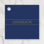 ネイビーブルー & ゴールド 名前 姓 またはビジネス名 フェイバータグ (正面)