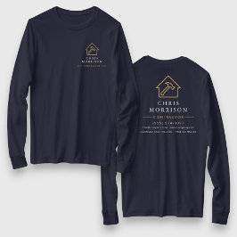 ネイビーブルー ゴールド 業者の住宅修理作業 Tシャツ