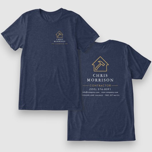 ネイビーブルー ゴールド 業者の住宅修理 トライブレンドTシャツ