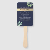 ネイビーブルー ゴールド 結婚式プログラム ハンドファン (正面)