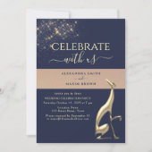 ネイビーブルー ゴールド 結婚式 披露宴 招待状 (正面)