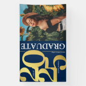 ネイビーブルー ゴールド 2025 卒業写真 卒業 横断幕 (縦)